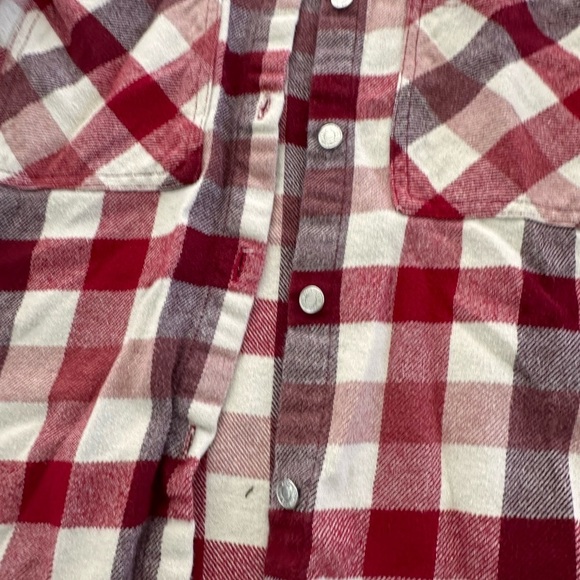 Zara girls plaid Red & Cream Checked Thick Cotton jacket button Overshirt 10 - Picture 8 of 8